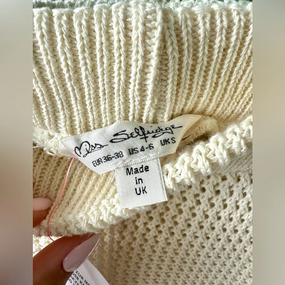 MISS SELFRIDGE ASOS Crochet Wide Leg High Waisted Ivory Beach Pant